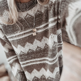 Brown zig zag slouchy jumper *NEW*