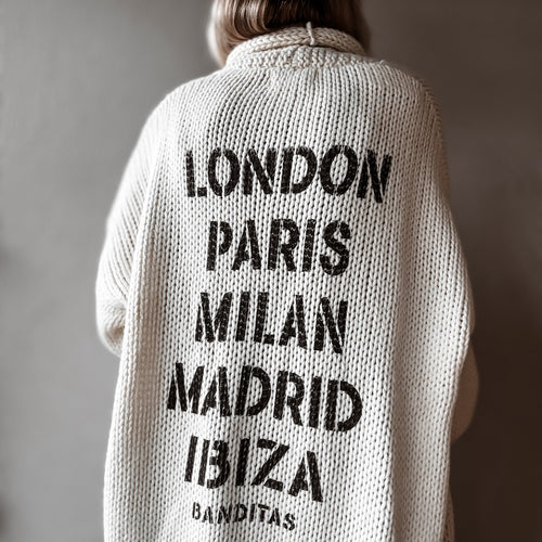 Cream / black Cities Cardigan *NEW*