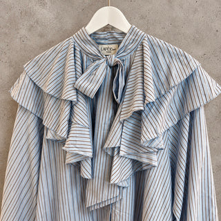 Frieda PALE BLUE bows & frills blouse *NEW*