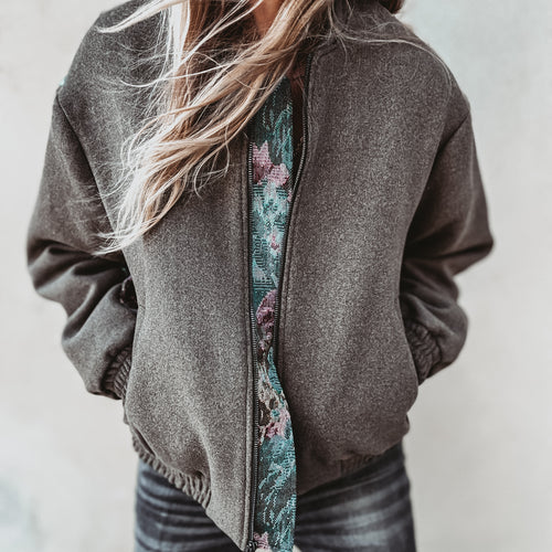 Khaki floral bomber blazer *NEW*