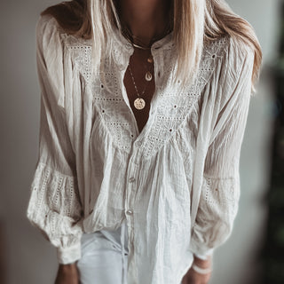VINTAGE WHITE floaty flower blouse *NEW*