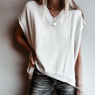 Patia VINTAGE WHITE knitted V tank *NEW*
