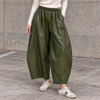Olive Faux leather barrel joggers *NEW*