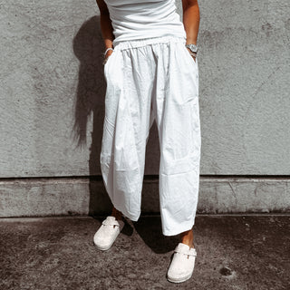 IBIZA TOWN parachute pants WHITE