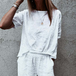 WHITE Lima linen top