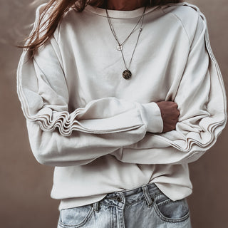 Vintage white ruffle sleeve sweatshirt *NEW*
