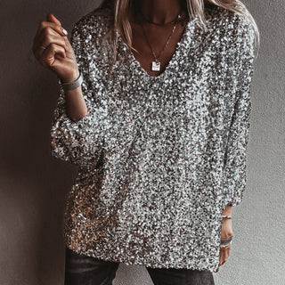 Relaxed Silver Sequin top *NEW*