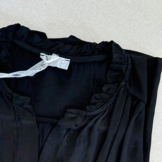 BLACK Rose ruffle collar Satin Blouse *NEW*