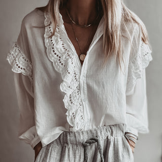 WHITE Broderie Ruffle Blouse *NEW*