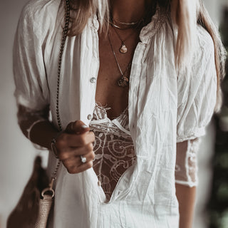 VINTAGE WHITE Libellula beach shirt dress *NEW*