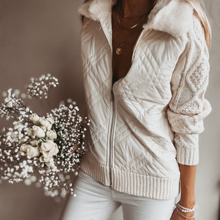 Tessa quilted VINTAGE WHITE bomber