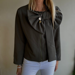 Statement Bow biker KHAKI blazer *NEW*