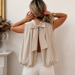 Bella cream blouse with bow on back *NEW*