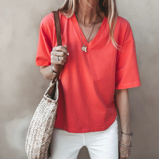 Sunset Orange Bonjour croissant tee  *NEW*
