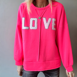 LOVE neon pink sweatshirt *NEW*