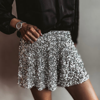 OSLO SILVER Sequin SHORTS