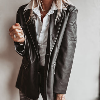 Black faux leather boyfriend blazer *NEW*