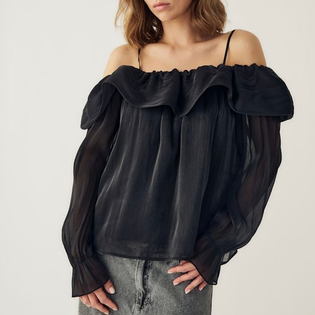 Black Miyu ruffle sheer top *NEW*
