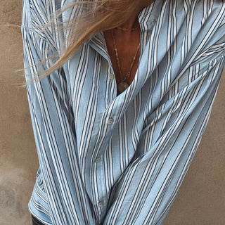 Grandad pale blue stripe Blouse *NEW*
