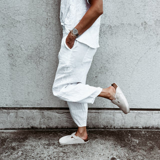 WHITE Lima linen pants