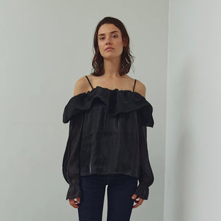 Black Miyu ruffle sheer top *NEW*