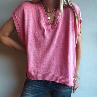 Patia PINK knitted V tank *NEW*