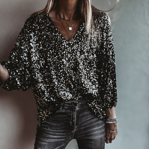 Relaxed Black Sequin top *NEW*