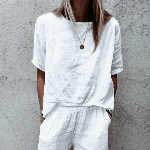 WHITE Lima linen top