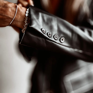 Black faux leather boyfriend blazer *NEW*