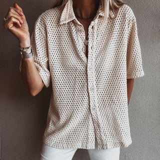 Elma CREAM crochet blouse