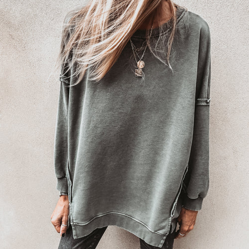 Olive oversized boyfriend sweatshirt *NEW*