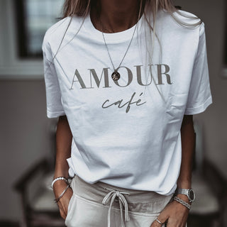 AMOUR Cafe white / sand tee *boyfriend fit* *NEW*