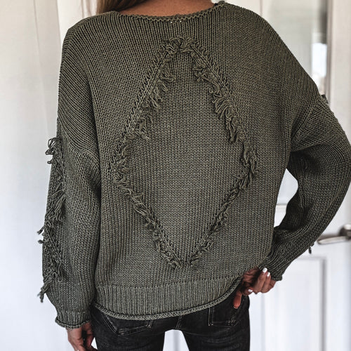 Khaki Davina tassel knit  *NEW*