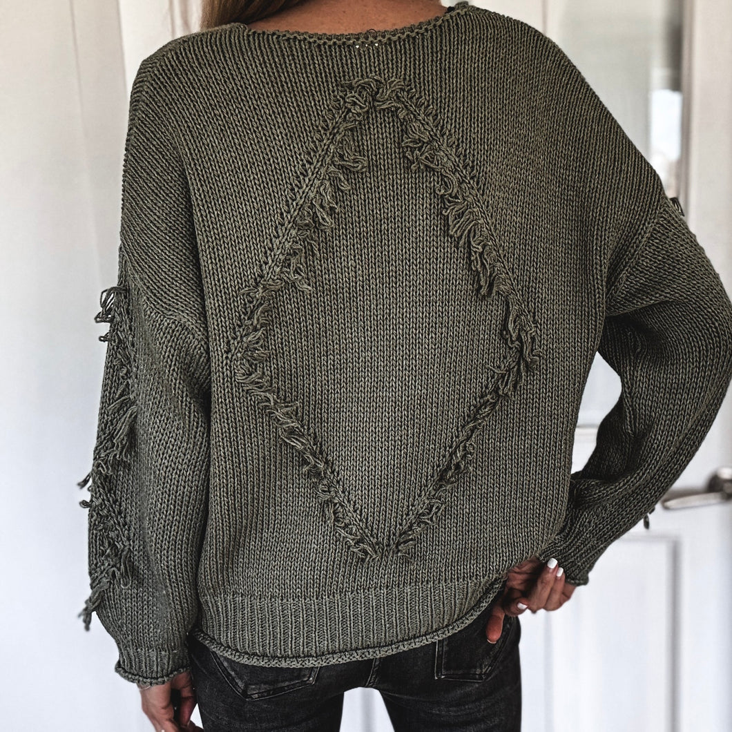 Khaki Davina tassel knit  *NEW*
