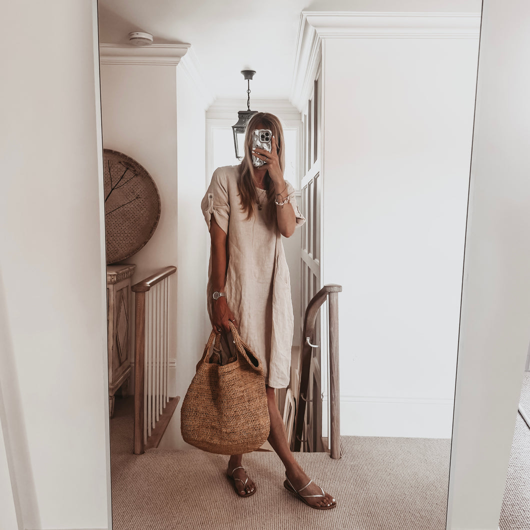 Lillie linen relaxed beige linen dress *NEW*
