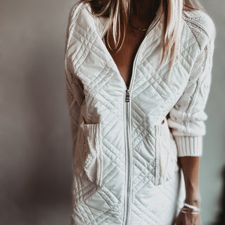 Tabitha quilted VINTAGE WHITE long jacket