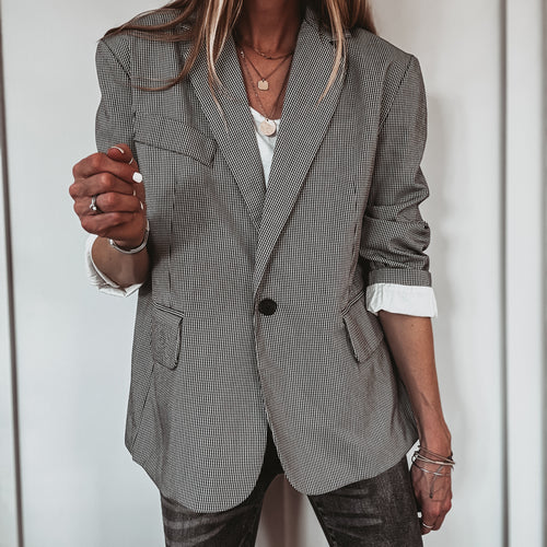 Merino black check blazer *NEW*