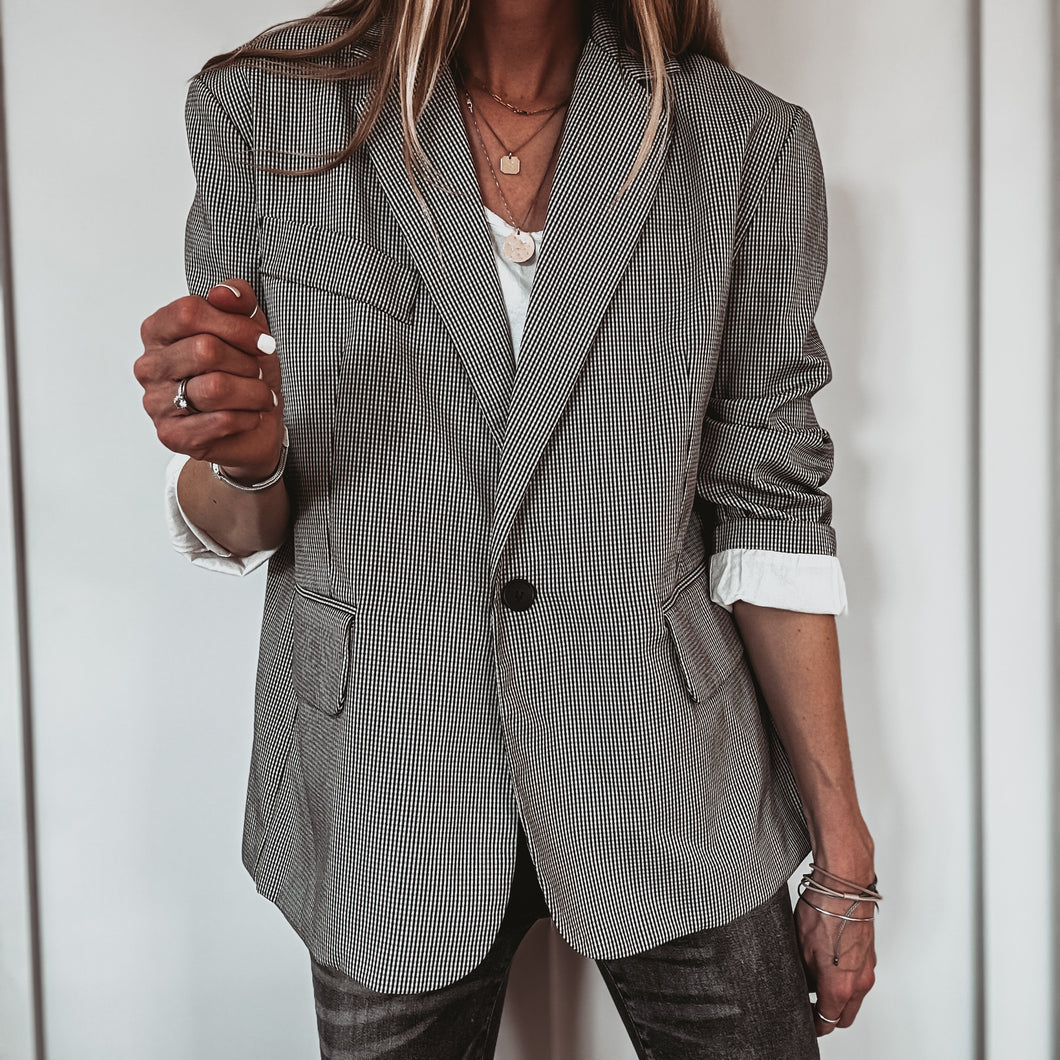 Merino black check blazer *NEW*
