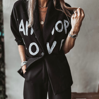 FAITH HOPE LOVE graffiti black blazer