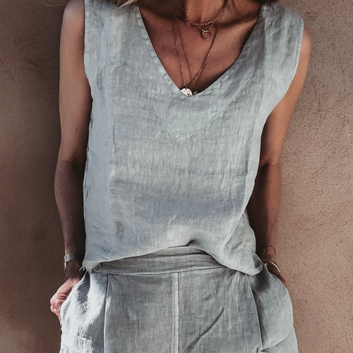 Pale blue Sasha linen top *NEW*