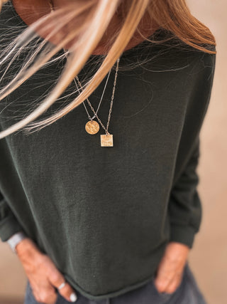 Maeve slightly cropped dark khaki sweatshirt *relaxed style*