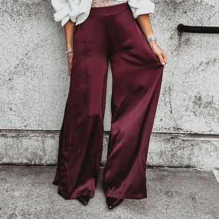 Verona BURGUNDY satin palazzos pants *NEW*