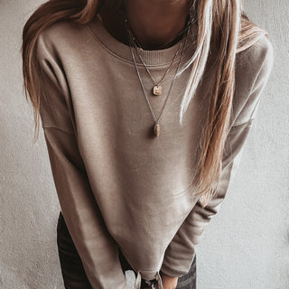 Native slightly cropped SAND sweatshirt *relaxed style*