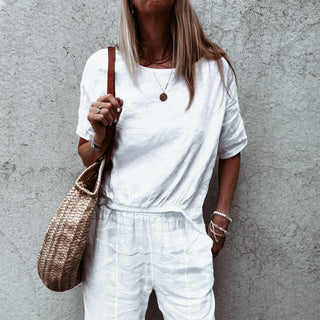 WHITE Lima linen top