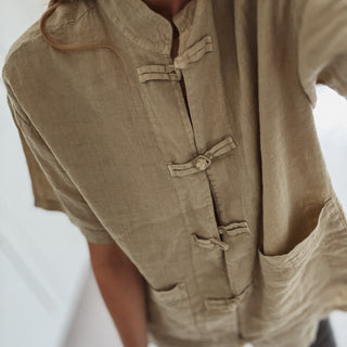 Light olive Duna linen mandarin blazer  *NEW*
