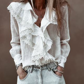 VINTAGE WHITE frilly lace blouse *NEW*