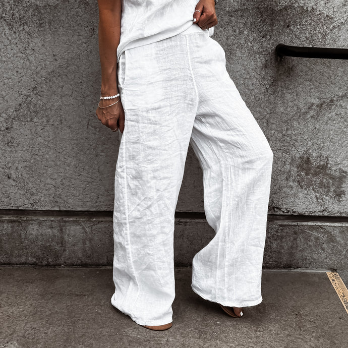 White SULTAN LINEN ULTIMATE joggers *NEW*