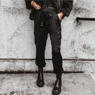 BLACK Satin cargo joggers *NEW*