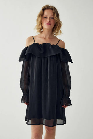 Black Miya ruffle sheer dress *NEW*