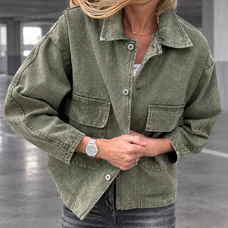 Washed olive denim jacket *NEW*